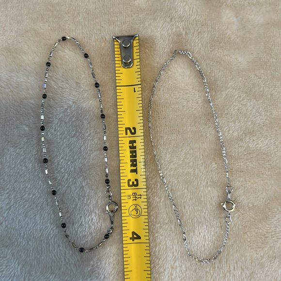 Vintage Avon ankle bracelet duo large silver tone and beaded silver tone - Picture 5 of 5